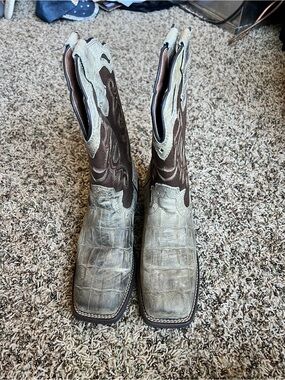 Justin Boots Tan Brown Embroidered Western Pull-On Boots